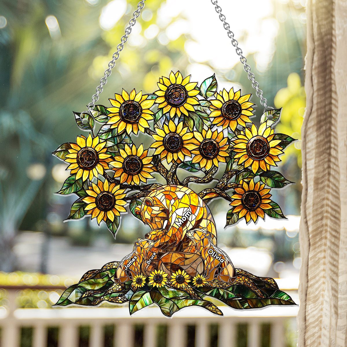 Mama Bear - Personalized Mother Window Hanging Suncatcher Ornament