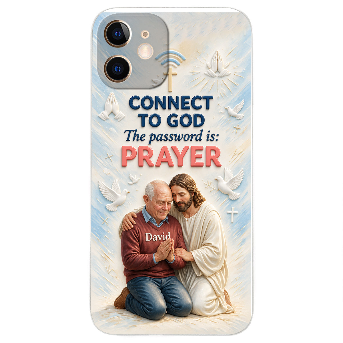 Connect To God - Personalized Christian 3D Embossed Leather Phone Case