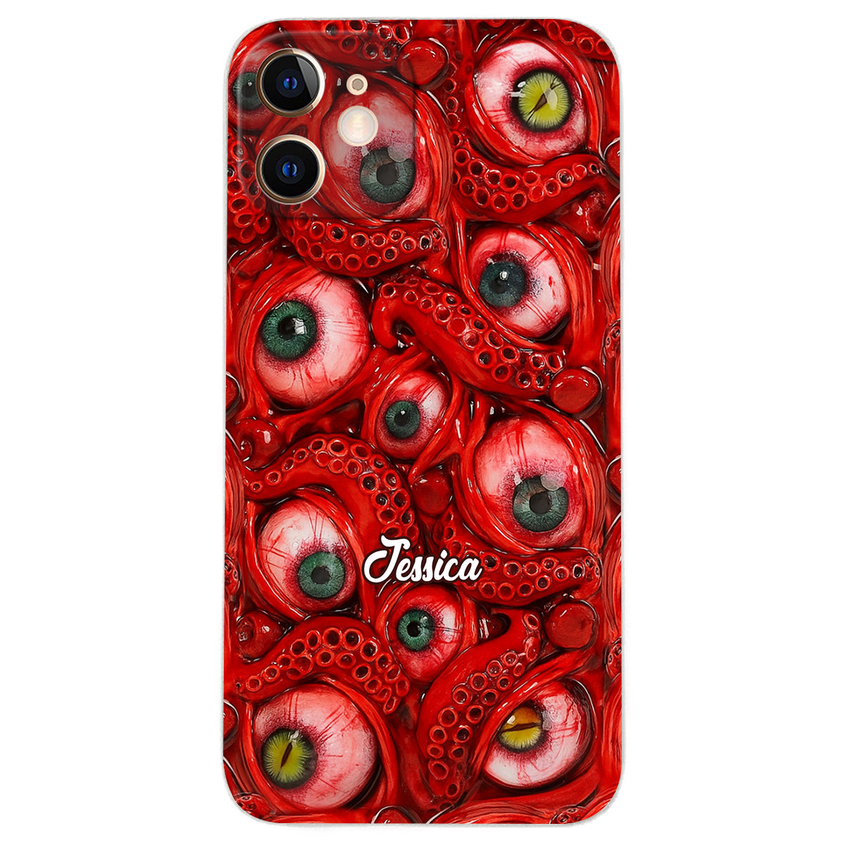 Horror Bloody Eyes - Personalisierte Halloween-Handyhülle aus Leder