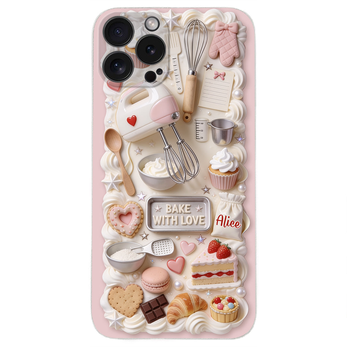 Bake With Love - Personalized Baking 3D Embossed Leather Phone Case