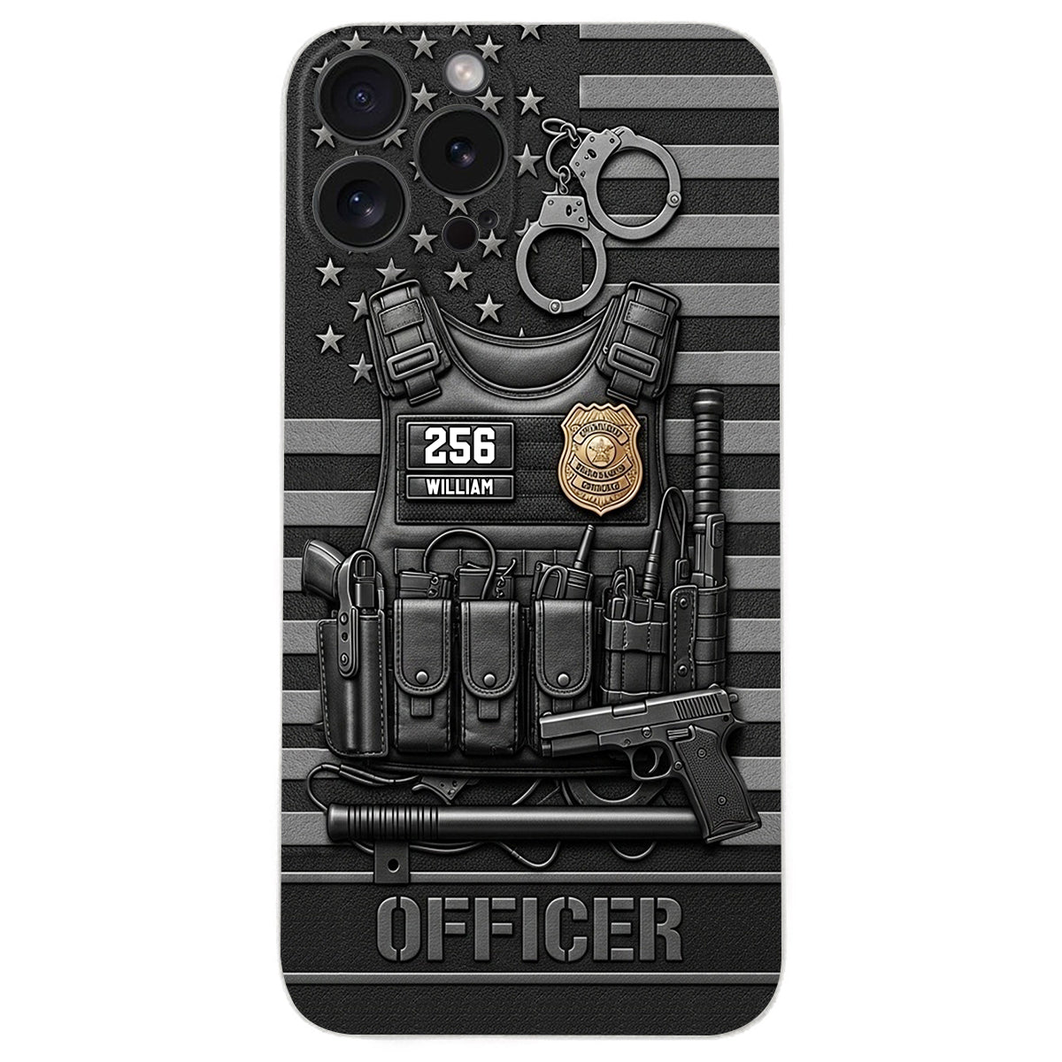 Servir et protéger - Étui de téléphone en cuir personnalisé pour policier
