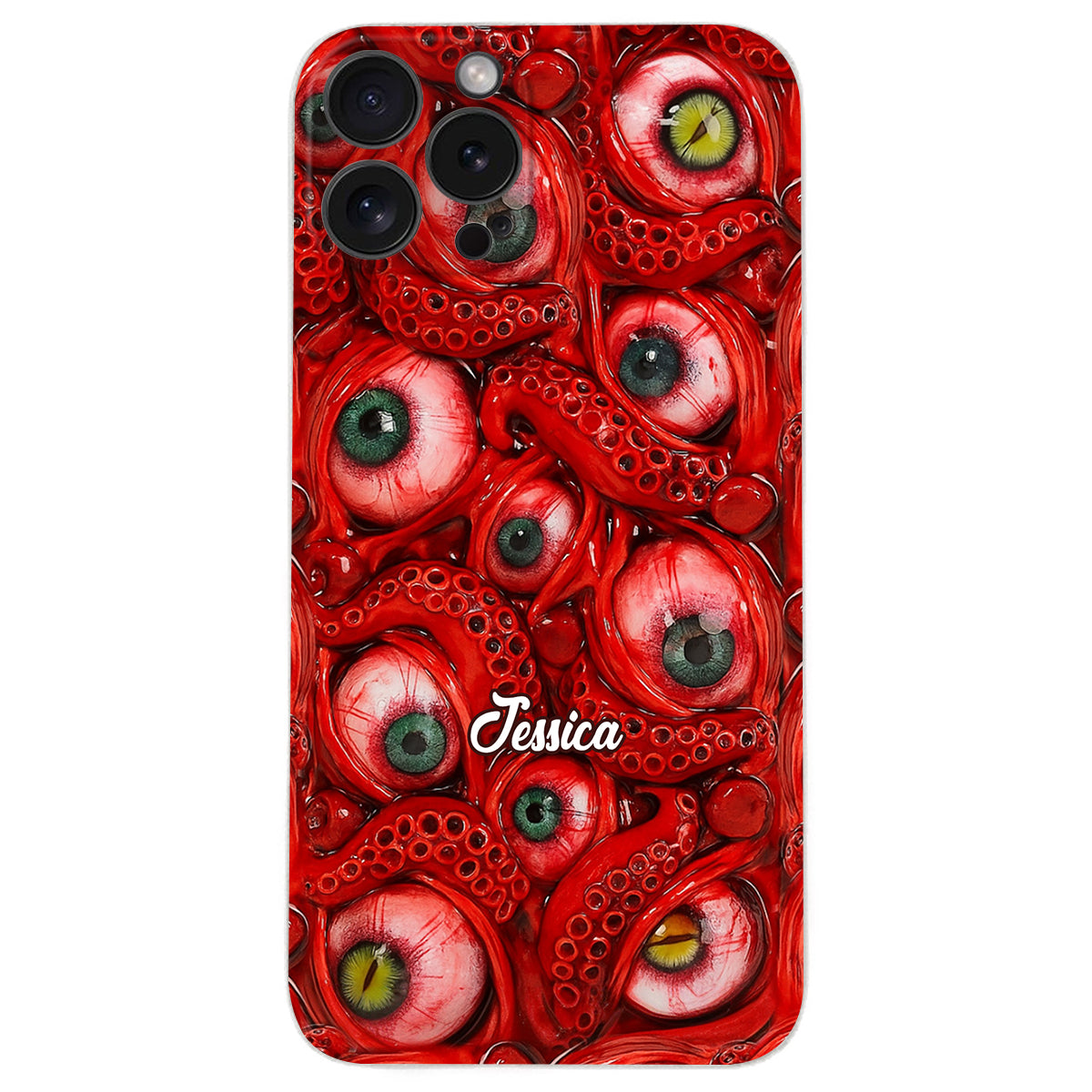 Horror Bloody Eyes - Personalisierte Halloween-Handyhülle aus Leder