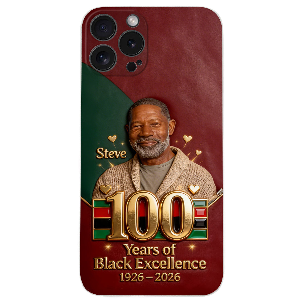 100 ans d'excellence noire - Étui de téléphone personnalisé en cuir afro-américain