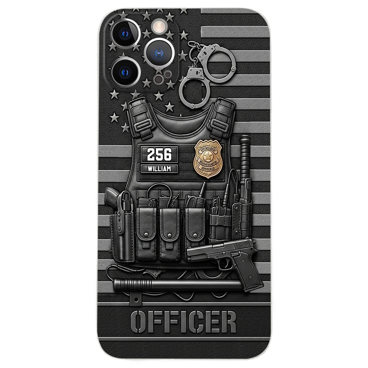 Servir et protéger - Étui de téléphone en cuir personnalisé pour policier