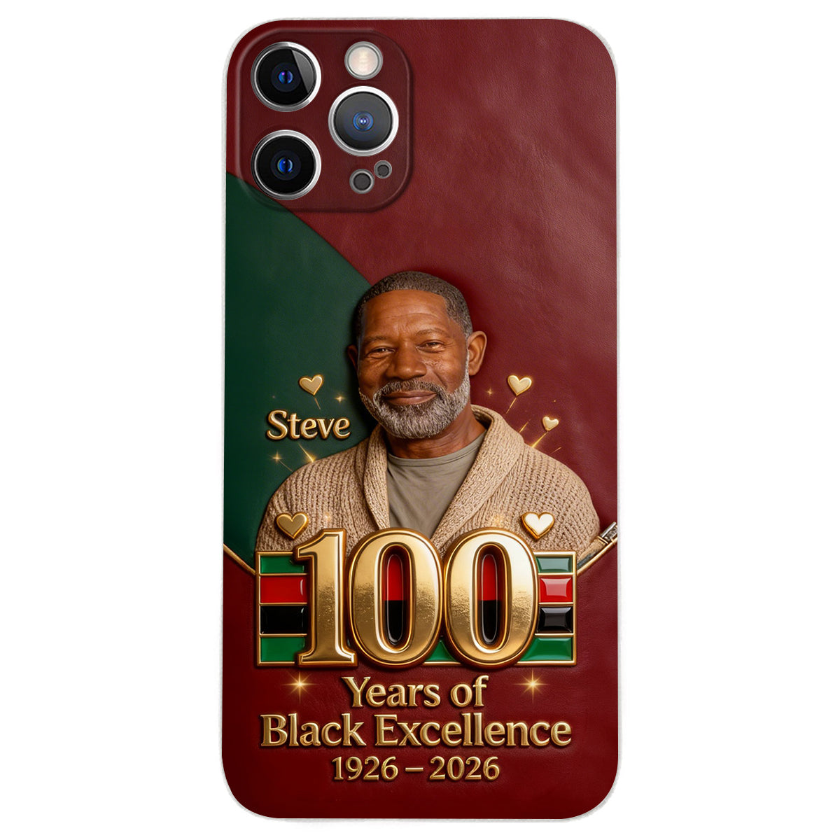 100 ans d'excellence noire - Étui de téléphone personnalisé en cuir afro-américain