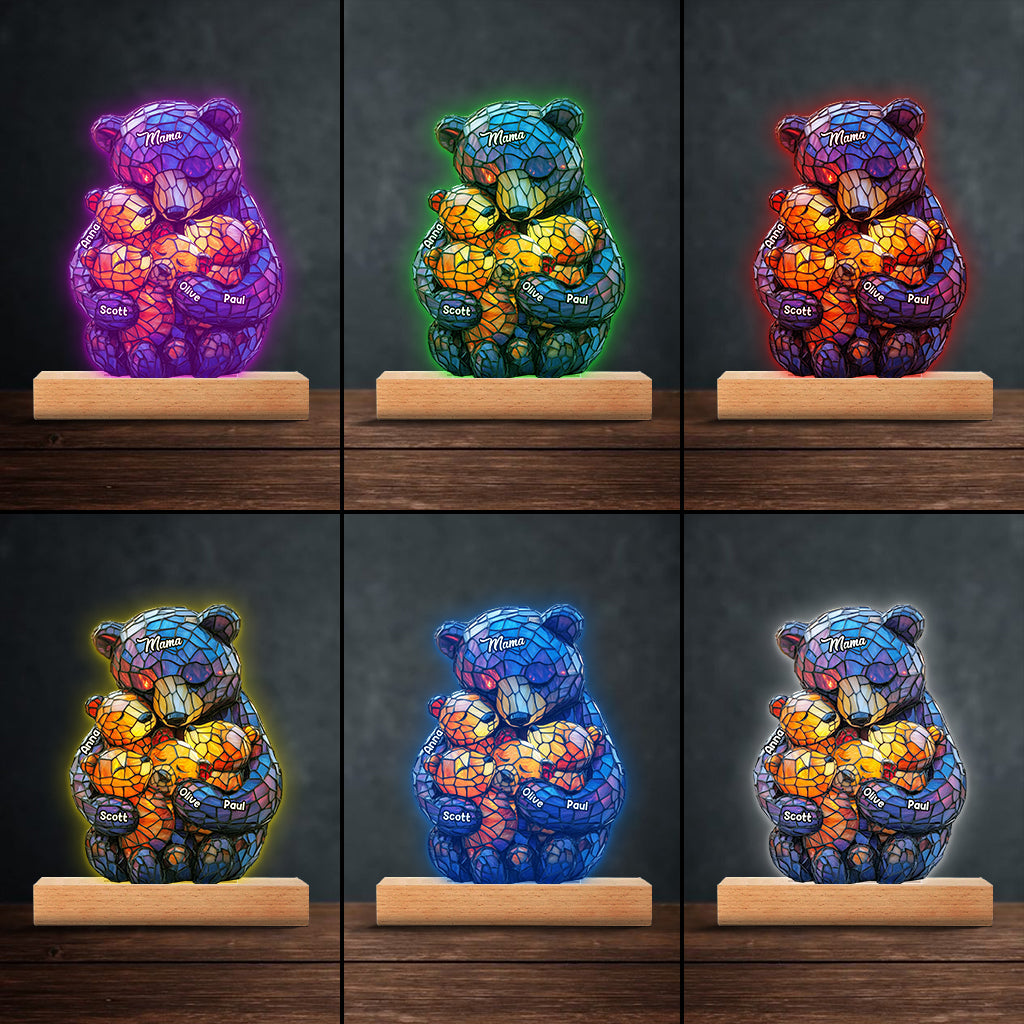 Mama Bear - Personalized Mother Shaped Plaque Light Base