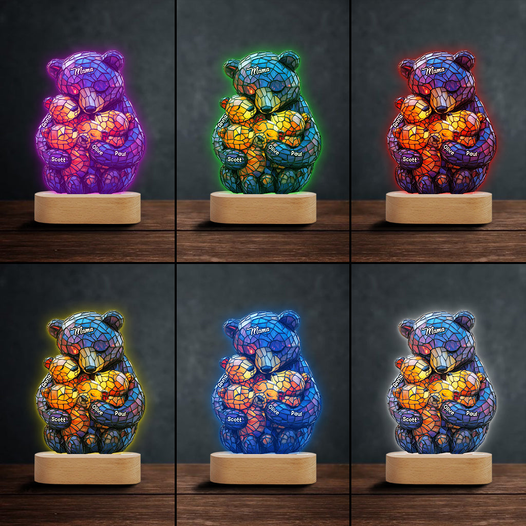 Mama Bear - Personalized Mother Shaped Plaque Light Base