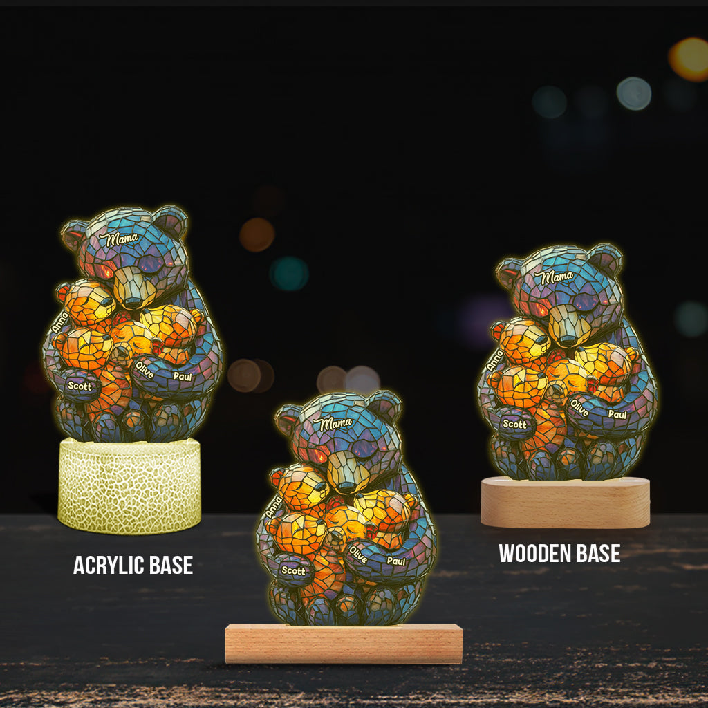 Mama Bear - Personalized Mother Shaped Plaque Light Base