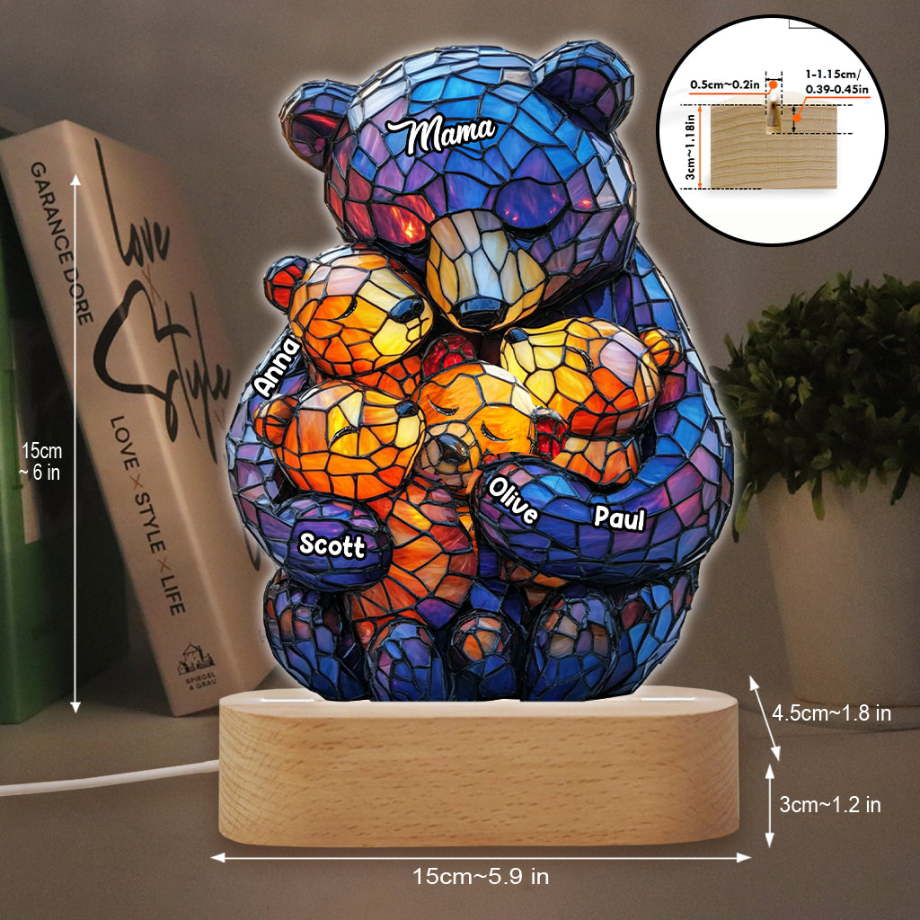 Mama Bear - Personalized Mother Shaped Plaque Light Base