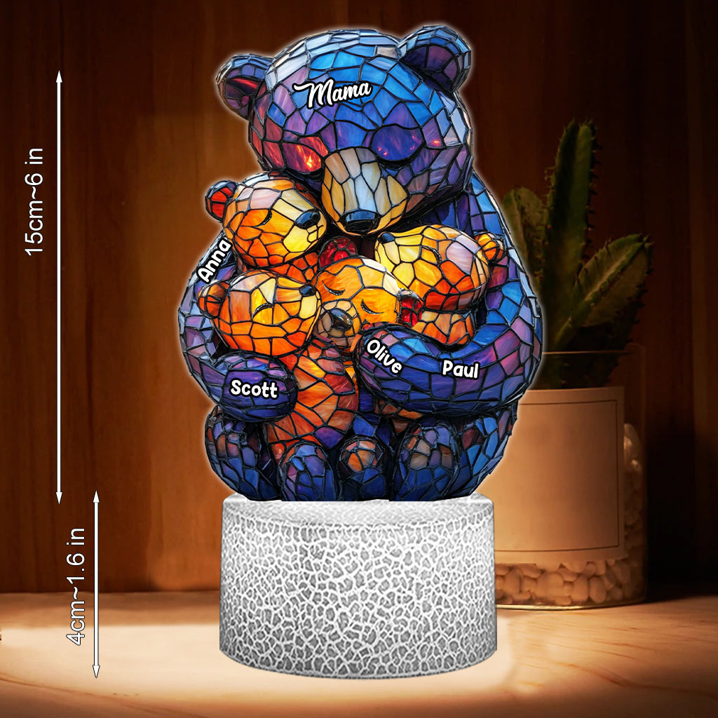Mama Bear - Personalized Mother Shaped Plaque Light Base