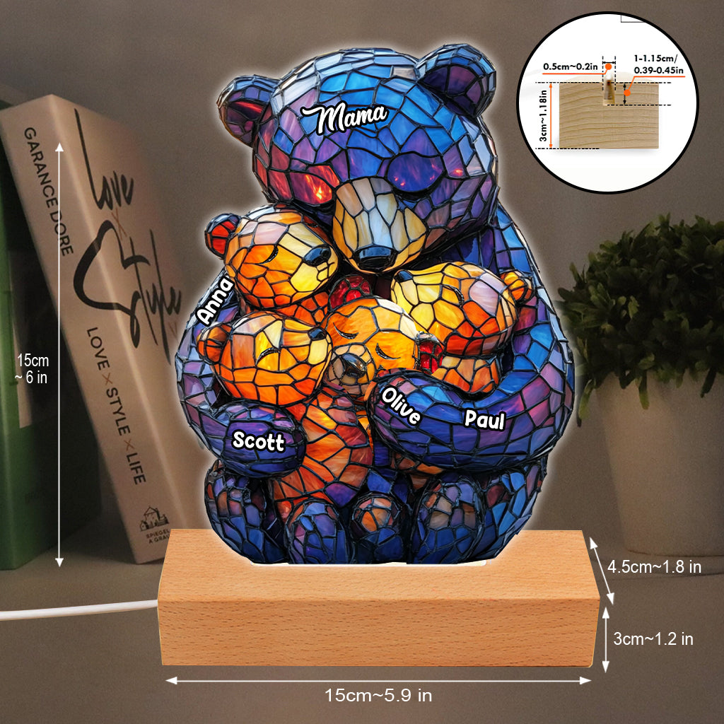 Mama Bear - Personalized Mother Shaped Plaque Light Base