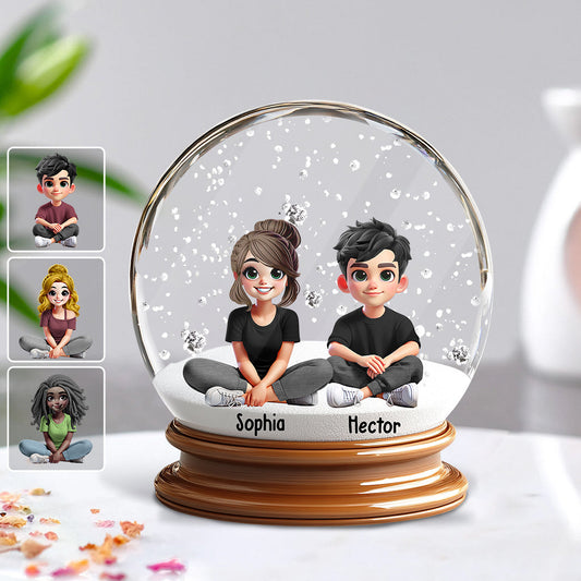 Cute Couple In Snow Globe - Personalized Couple Custom Shaped Acrylic Plaque