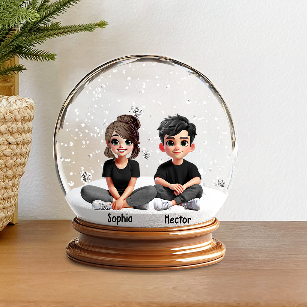 Cute Couple In Snow Globe - Personalized Couple Custom Shaped Acrylic Plaque