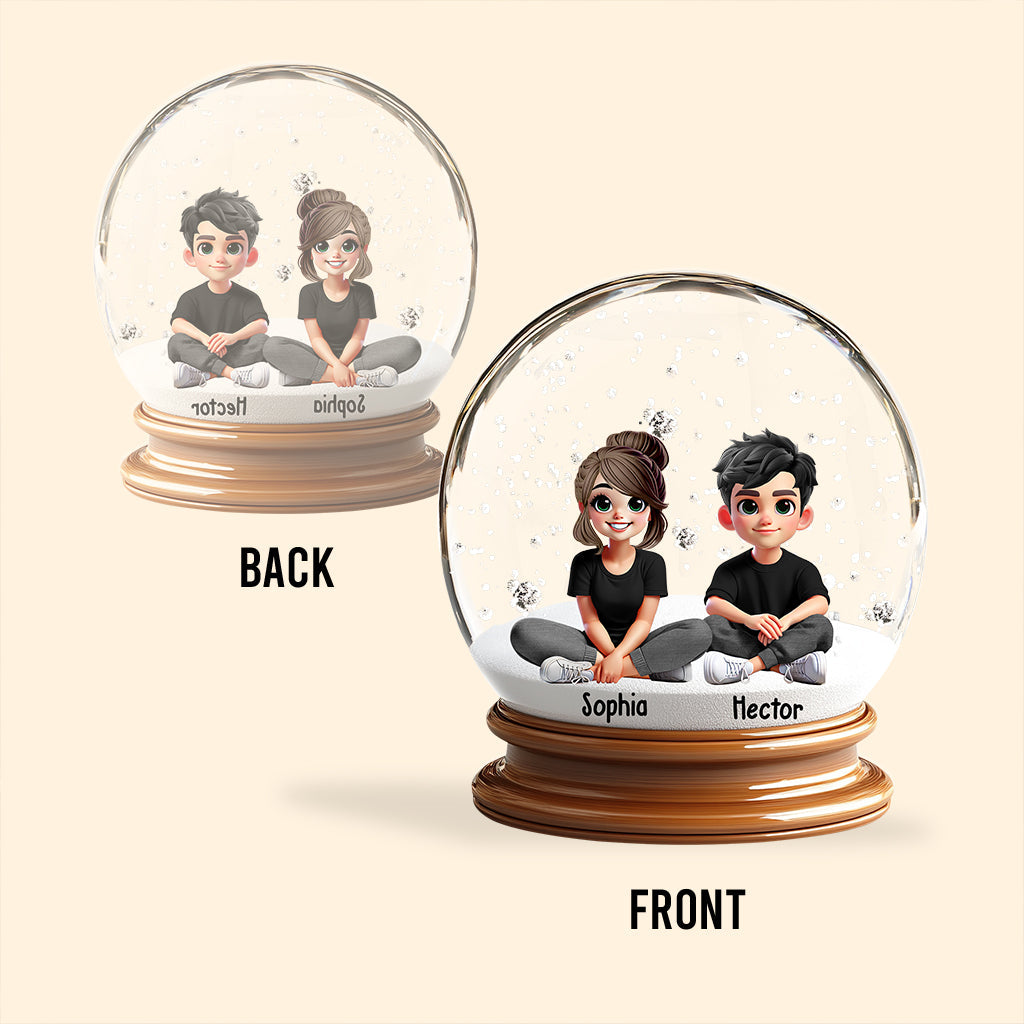 Cute Couple In Snow Globe - Personalized Couple Custom Shaped Acrylic Plaque