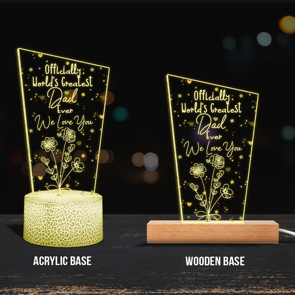 Officially World's Greatest Mom Ever - Gift for mom, grandpa, husband, wife, grandma, dad - Personalized Shaped Plaque Light Base