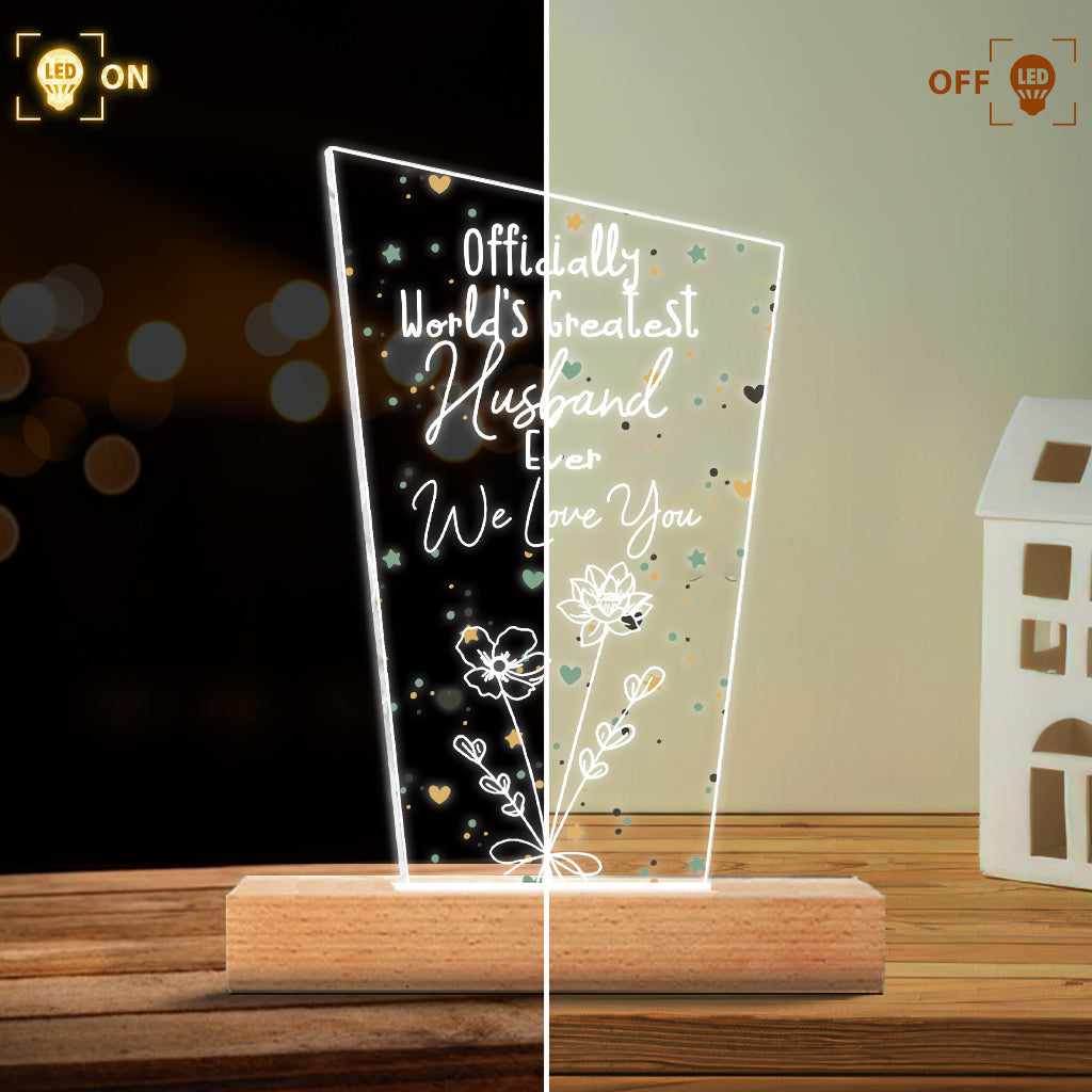 Officially World's Greatest Mom Ever - Gift for mom, grandpa, husband, wife, grandma, dad - Personalized Shaped Plaque Light Base