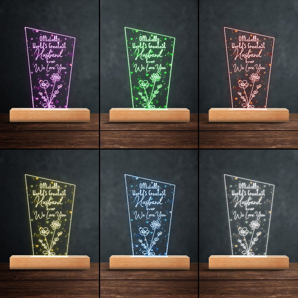 Officially World's Greatest Mom Ever - Gift for mom, grandpa, husband, wife, grandma, dad - Personalized Shaped Plaque Light Base