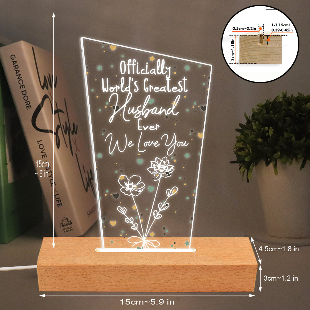 Officially World's Greatest Mom Ever - Gift for mom, grandpa, husband, wife, grandma, dad - Personalized Shaped Plaque Light Base