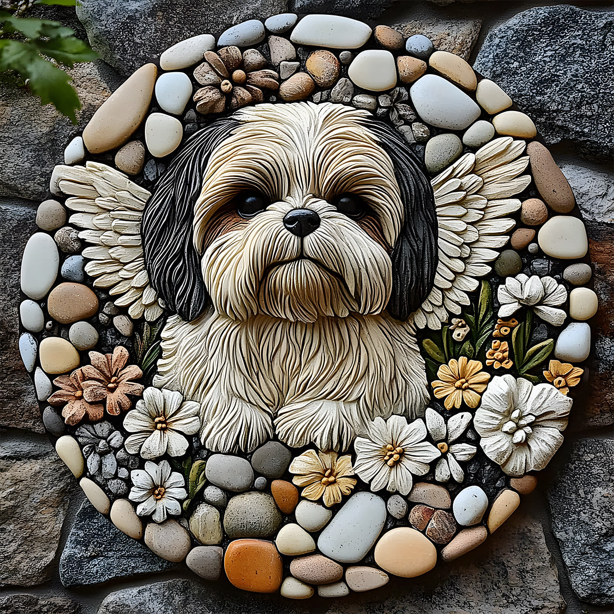 À jamais dans nos cœurs - Pierre ronde personnalisée pour chien