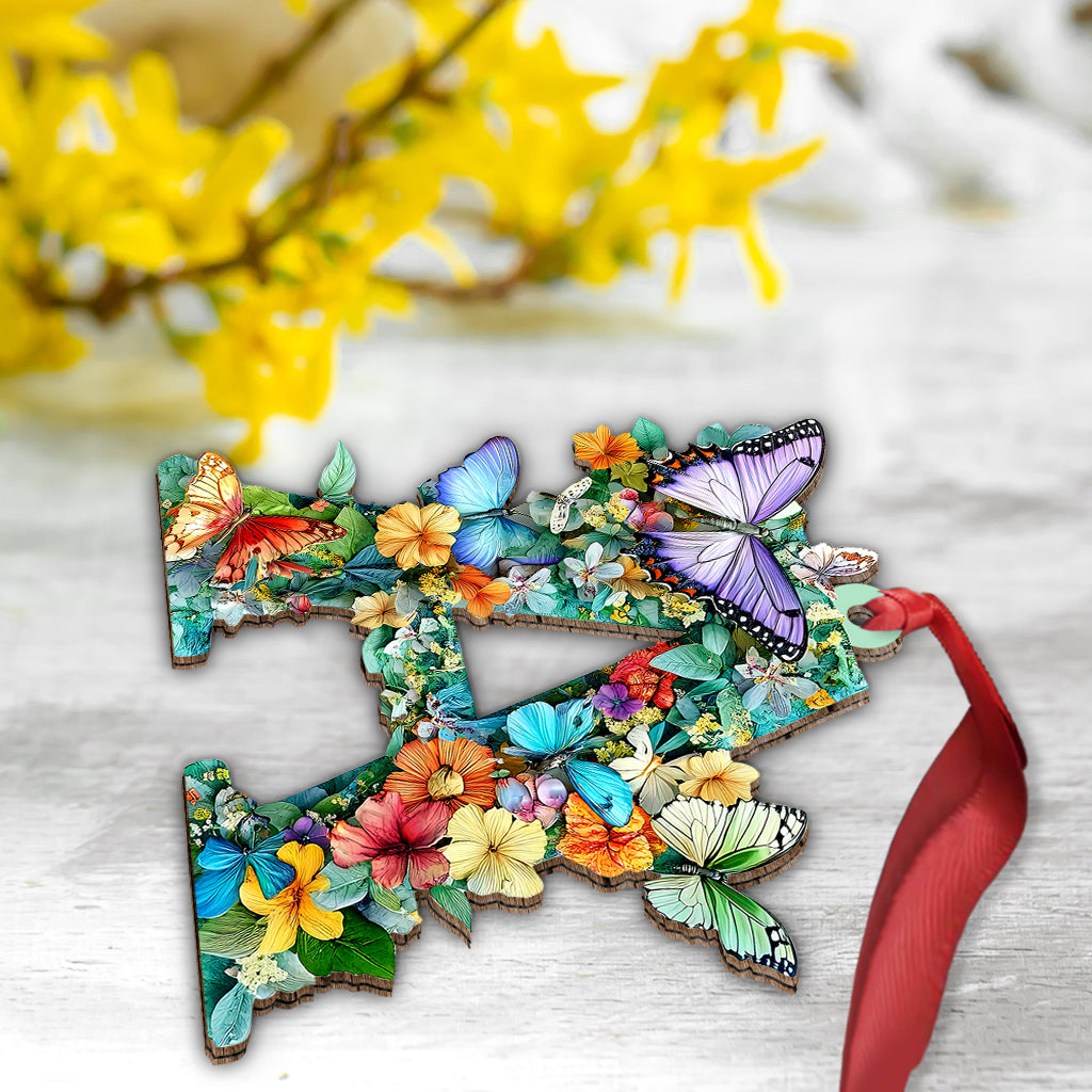 Brief mit Blumen- und Schmetterlingsmotiv – Personalisierte Gartendekoration
