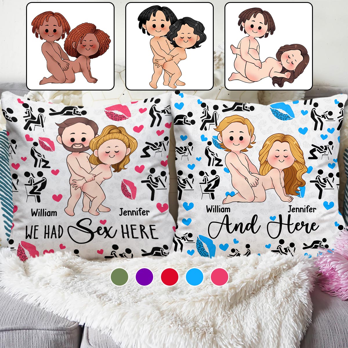 We Had Sex Here And Here - Personalized Couple Throw Pillow