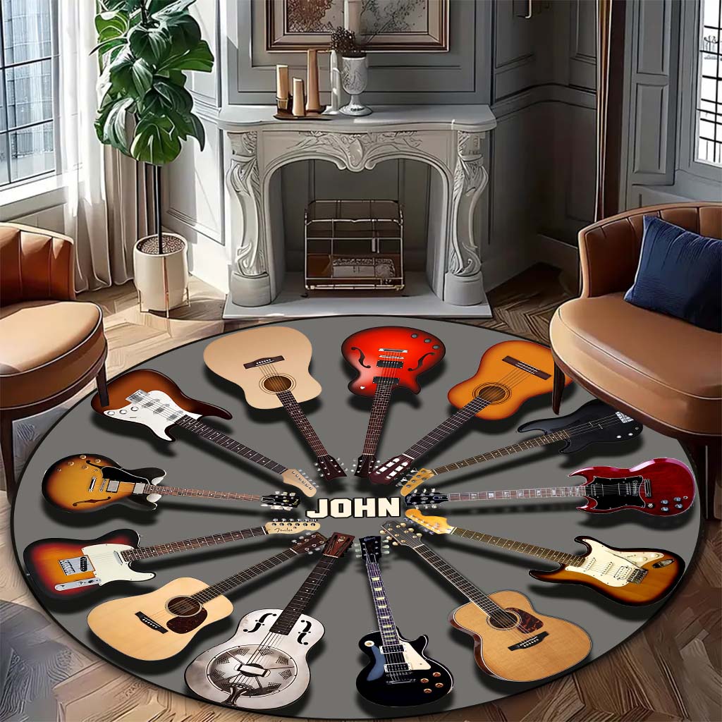 Gitarrenliebhaber - Personalisierter runder Gitarrenteppich