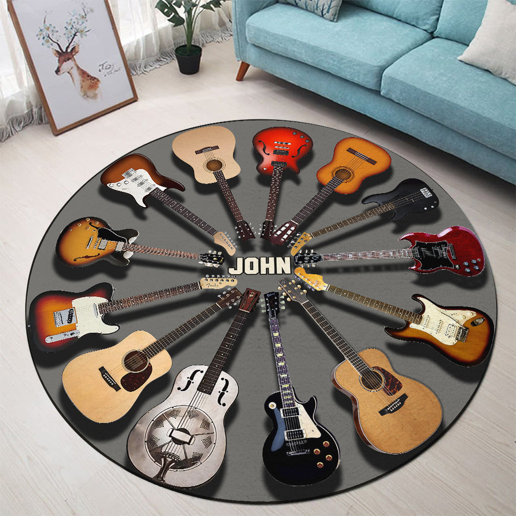 Gitarrenliebhaber - Personalisierter runder Gitarrenteppich