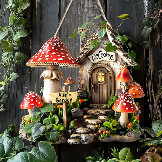 Mushroom Garden - Personalized Gardening Custom Shaped Wood Sign