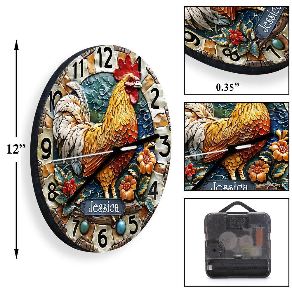 Bonjour - Horloge murale personnalisée en forme de poulet