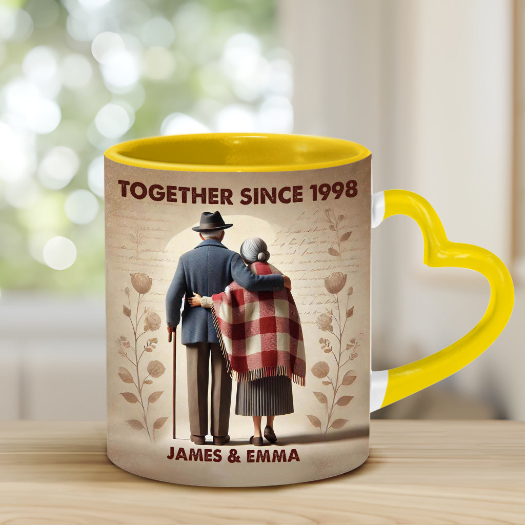 Together Since Any Year - Personalized Couple Heart Handle Mug