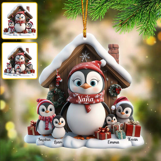 Any Title Cute Penguin Ornament - Personalized Grandma Ornament