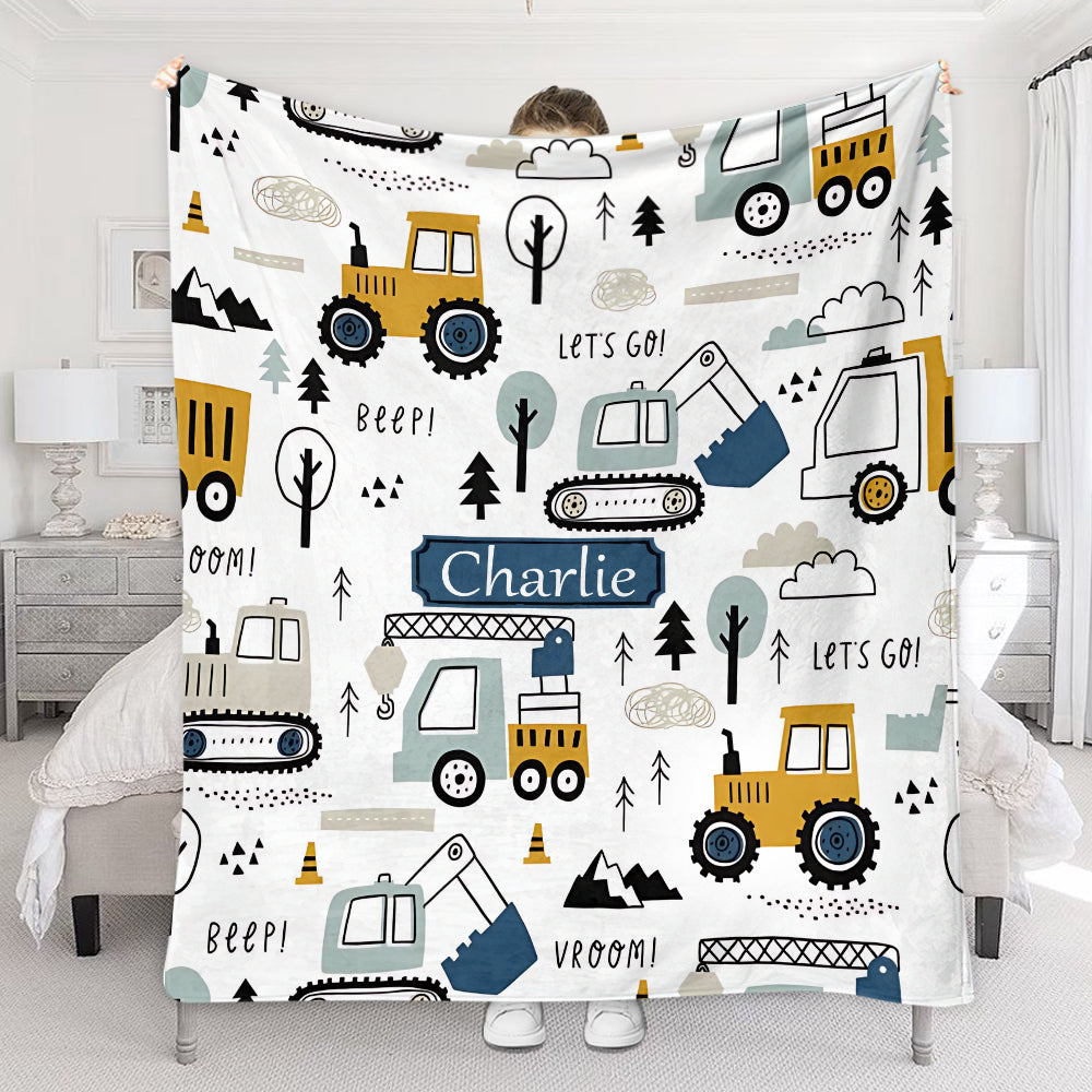 Adorables véhicules de chantier - Couverture personnalisée pour enfant