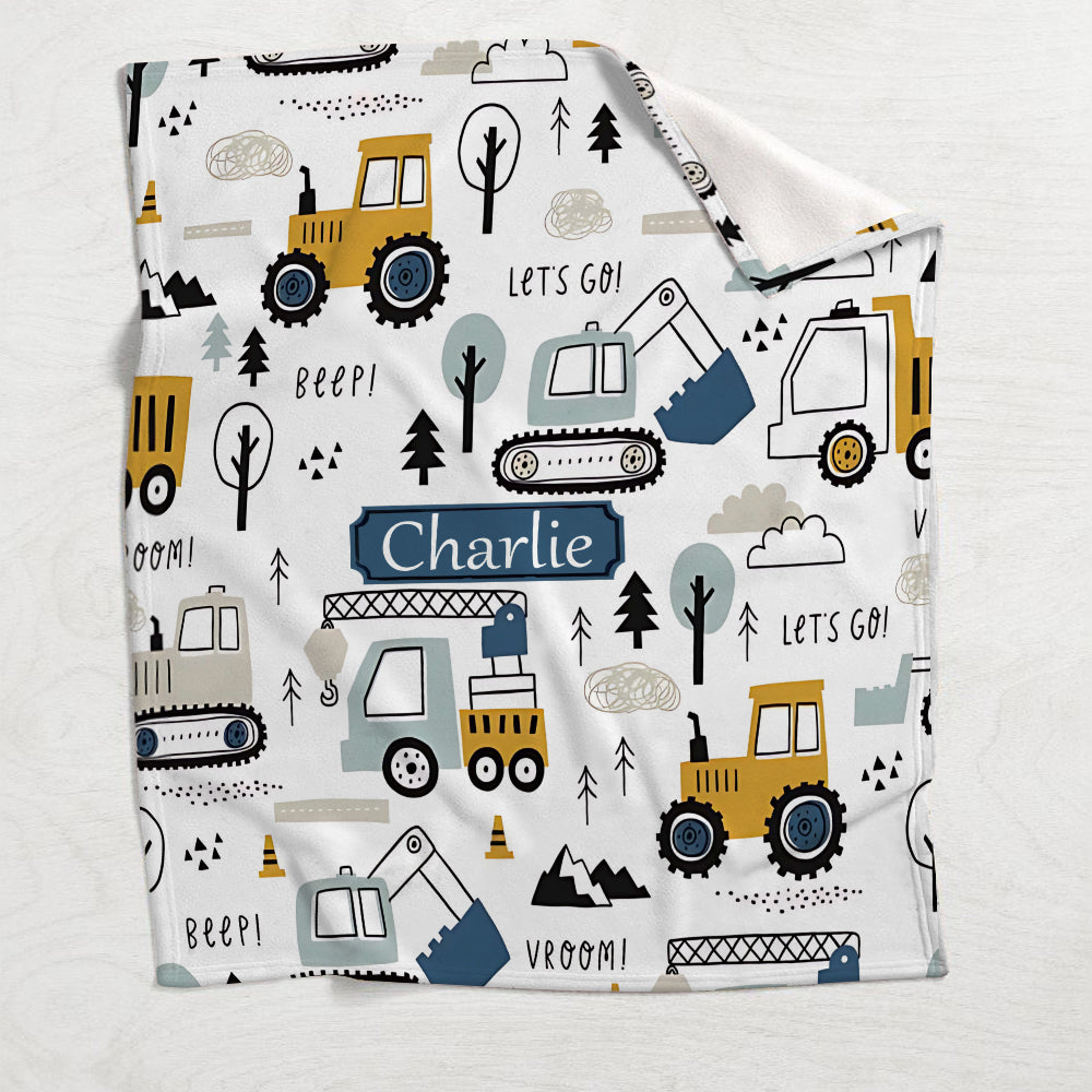 Adorables véhicules de chantier - Couverture personnalisée pour enfant