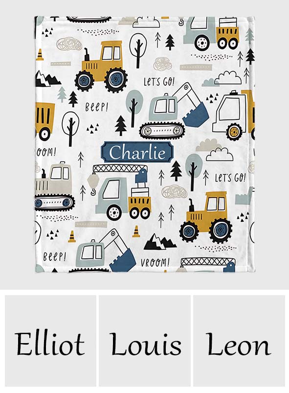 Adorables véhicules de chantier - Couverture personnalisée pour enfant