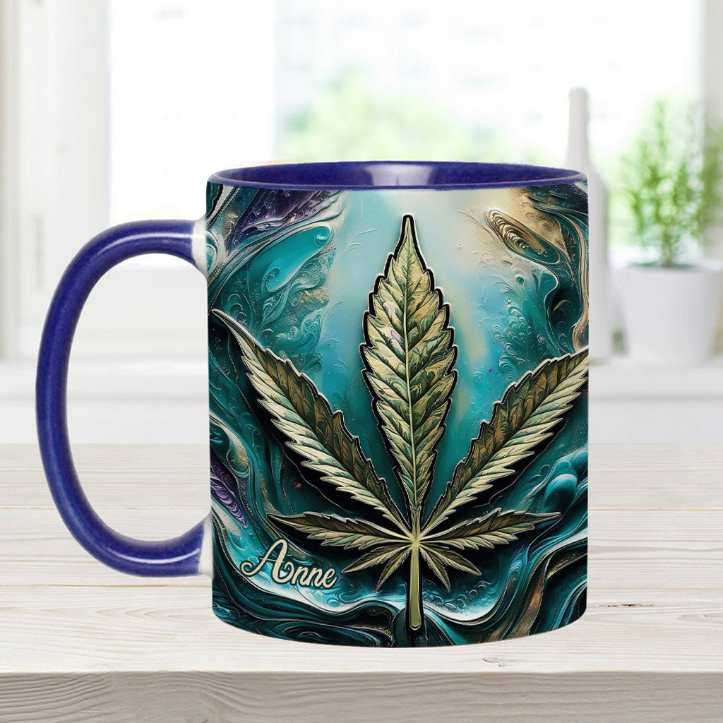 Psychedelisch - Personalisierte Tasse mit Cannabis-Motiv