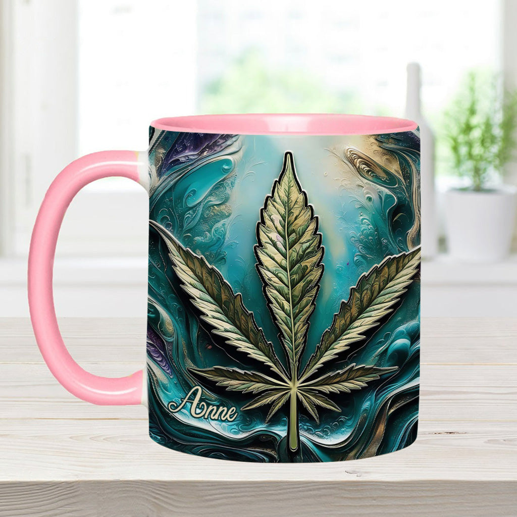 Psychedelisch - Personalisierte Tasse mit Cannabis-Motiv