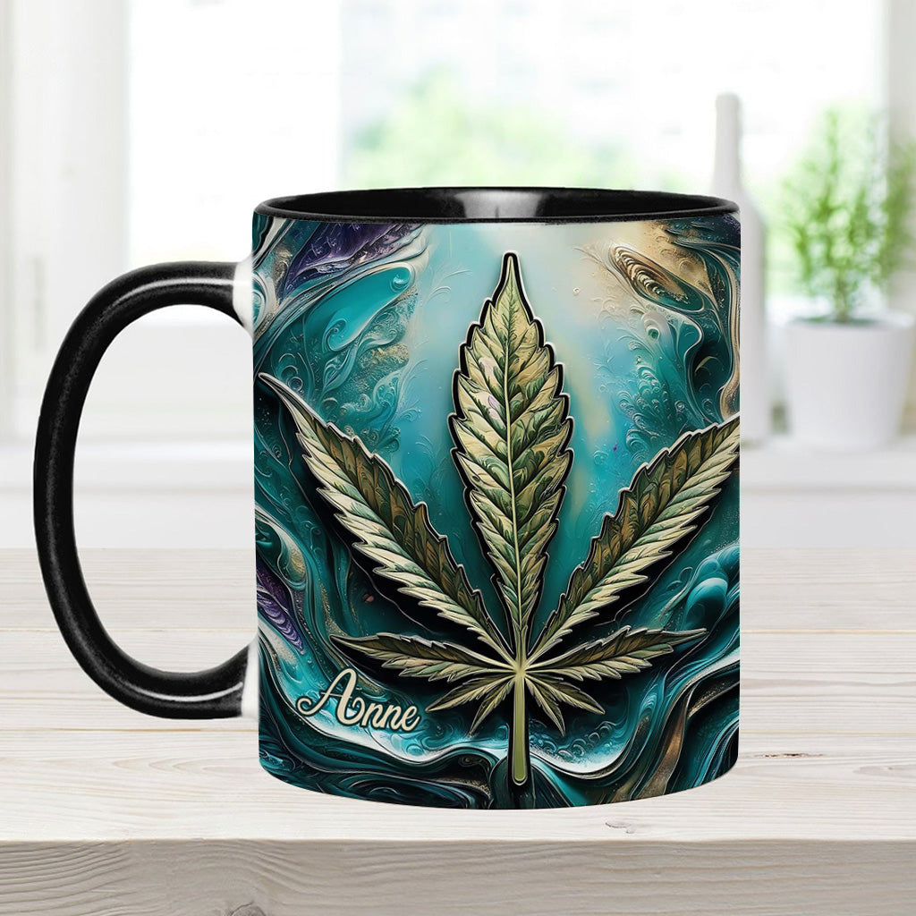 Psychedelisch - Personalisierte Tasse mit Cannabis-Motiv