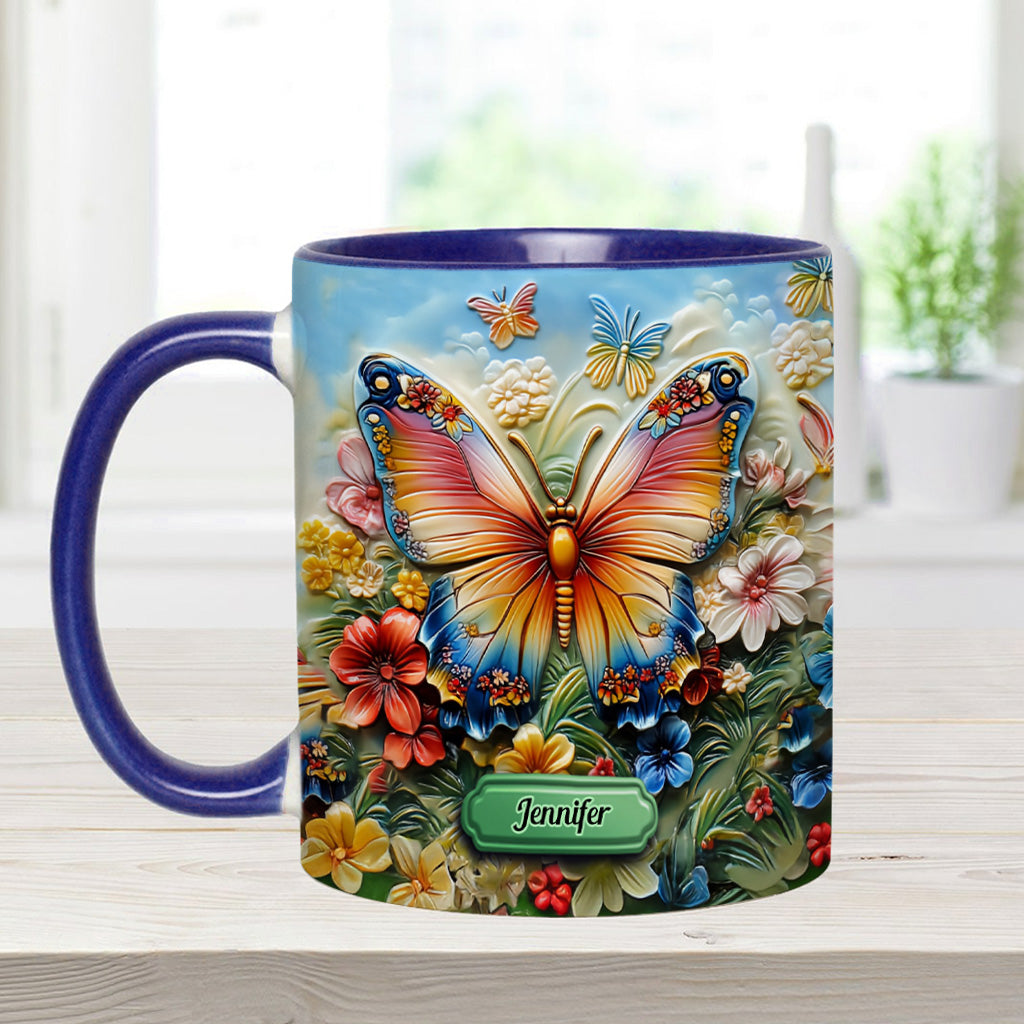 Wunderschöner Schmetterling, Biene, Libelle, Kolibri - Personalisierte Tasse mit Schmetterlingsmotiv