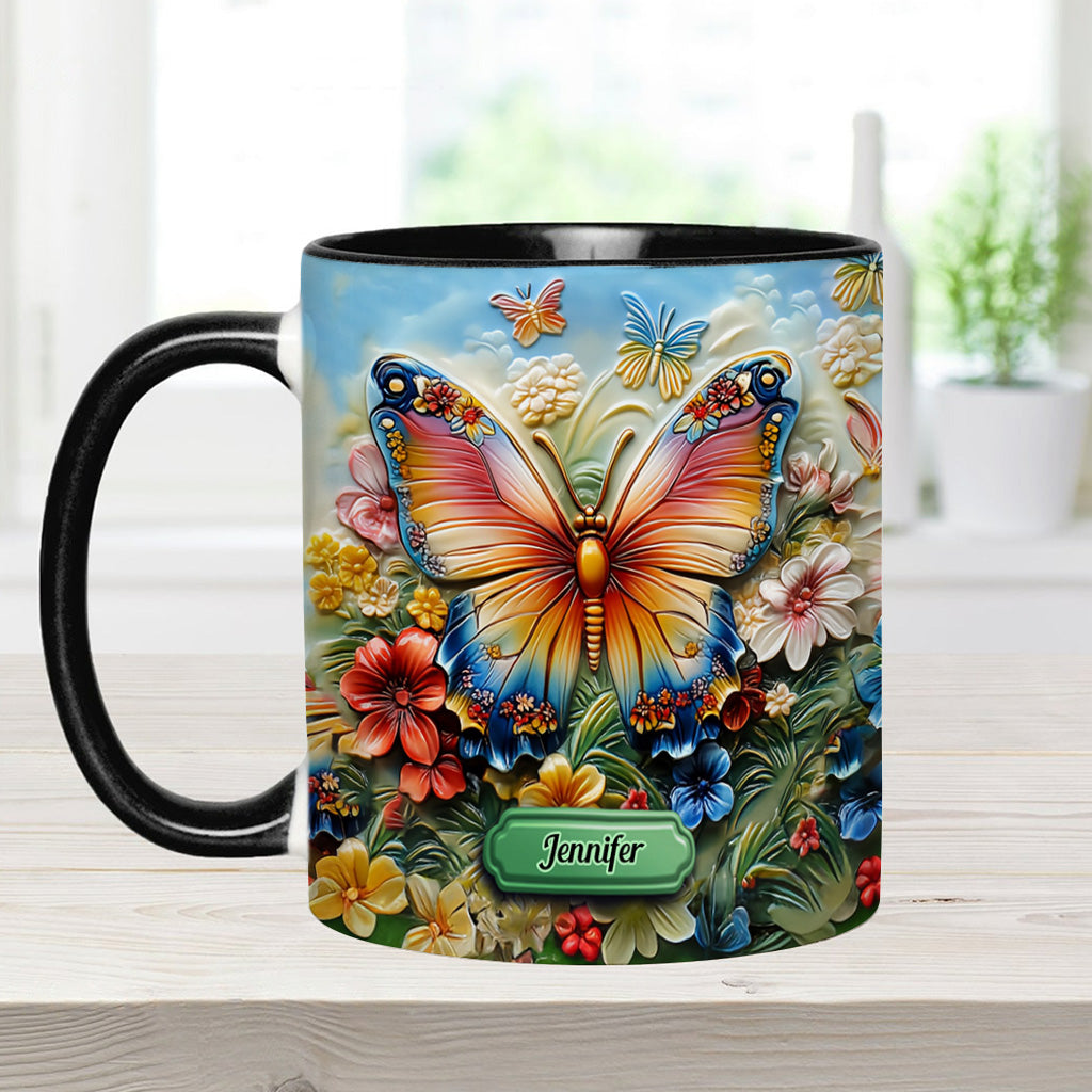 Wunderschöner Schmetterling, Biene, Libelle, Kolibri - Personalisierte Tasse mit Schmetterlingsmotiv