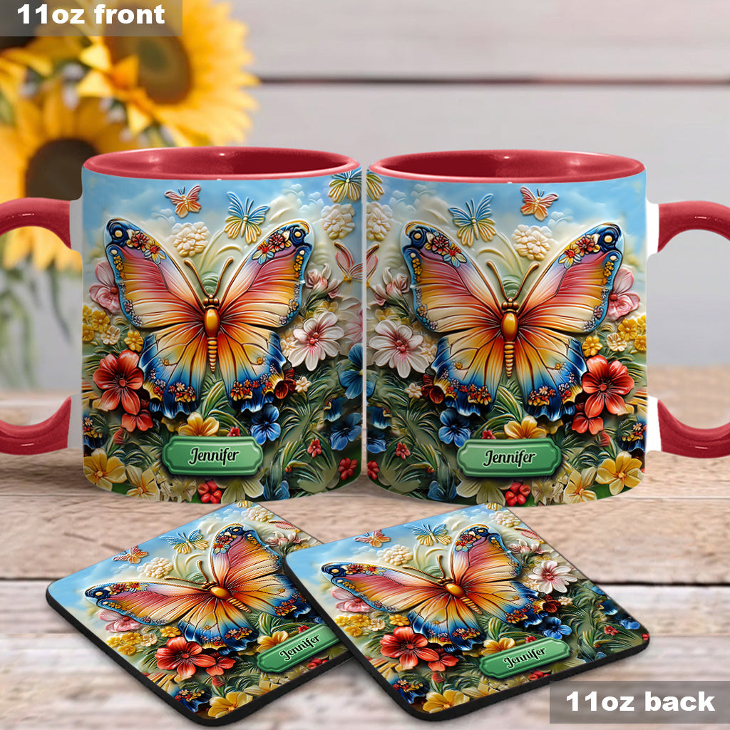 Wunderschöner Schmetterling, Biene, Libelle, Kolibri - Personalisierte Tasse mit Schmetterlingsmotiv