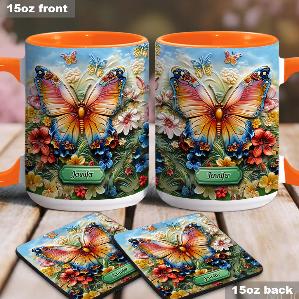 Wunderschöner Schmetterling, Biene, Libelle, Kolibri - Personalisierte Tasse mit Schmetterlingsmotiv