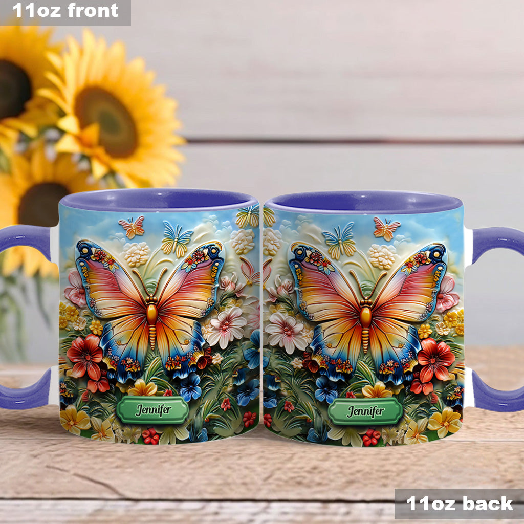 Wunderschöner Schmetterling, Biene, Libelle, Kolibri - Personalisierte Tasse mit Schmetterlingsmotiv