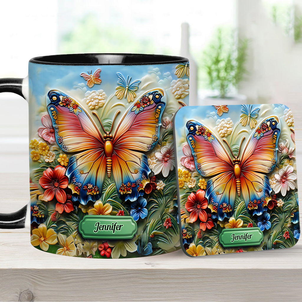 Wunderschöner Schmetterling, Biene, Libelle, Kolibri - Personalisierte Tasse mit Schmetterlingsmotiv