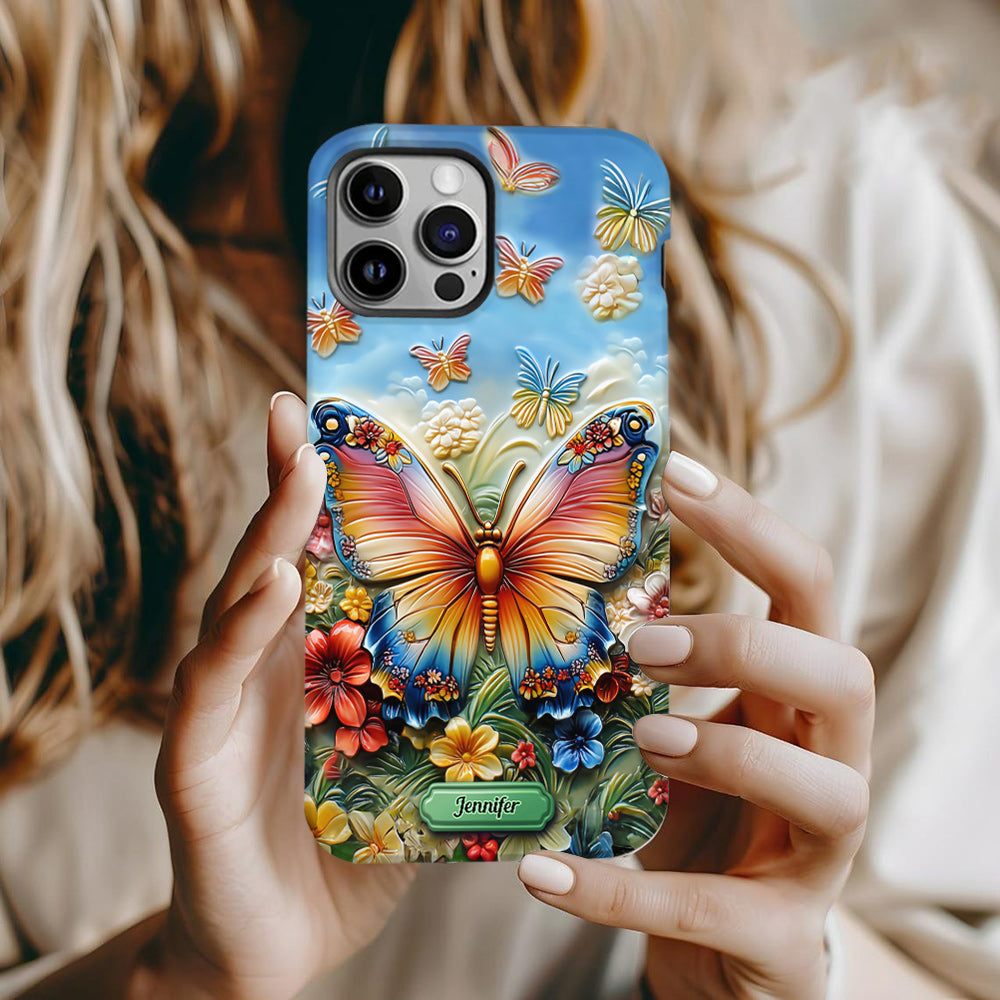 Wunderschöner Schmetterling, Biene, Libelle, Kolibri – personalisierte Handyhülle mit Schmetterlingsmotiv