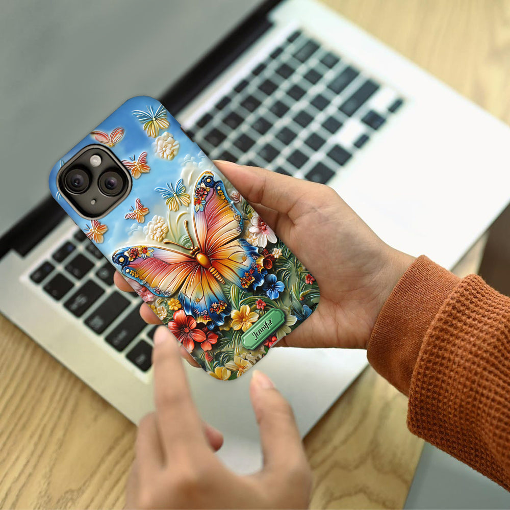 Wunderschöner Schmetterling, Biene, Libelle, Kolibri – personalisierte Handyhülle mit Schmetterlingsmotiv