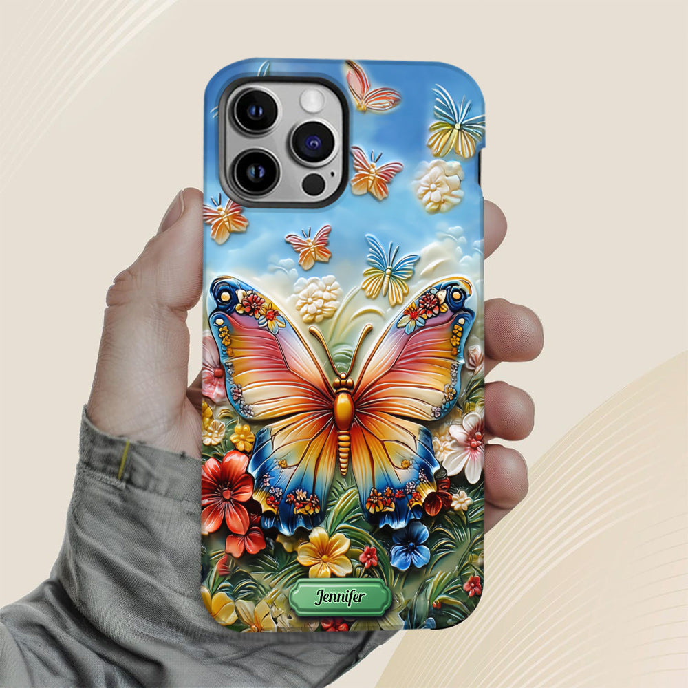Wunderschöner Schmetterling, Biene, Libelle, Kolibri – personalisierte Handyhülle mit Schmetterlingsmotiv
