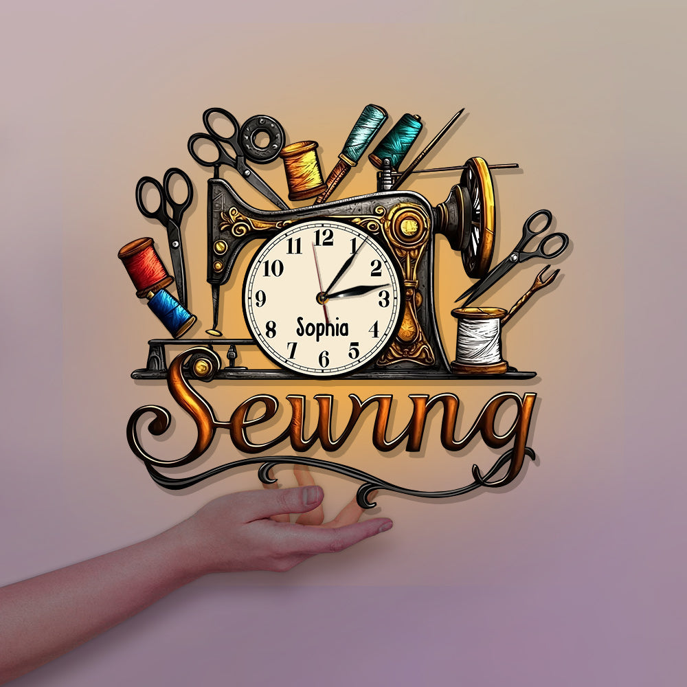 Salle de couture - Horloge murale lumineuse LED personnalisée pour la couture
