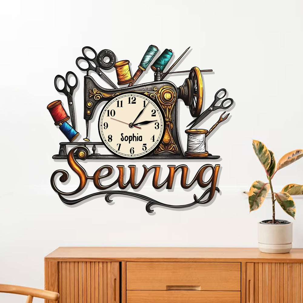 Salle de couture - Horloge murale lumineuse LED personnalisée pour la couture
