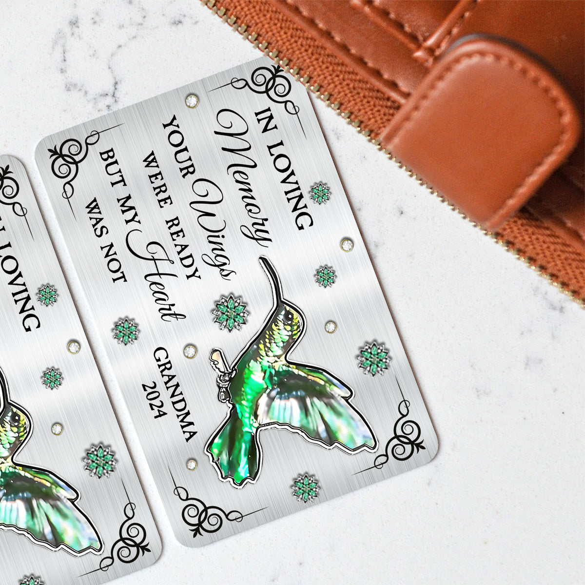 Your Wings Were Ready But My Heart Was Not - Personalized Memorial Wallet Insert Card