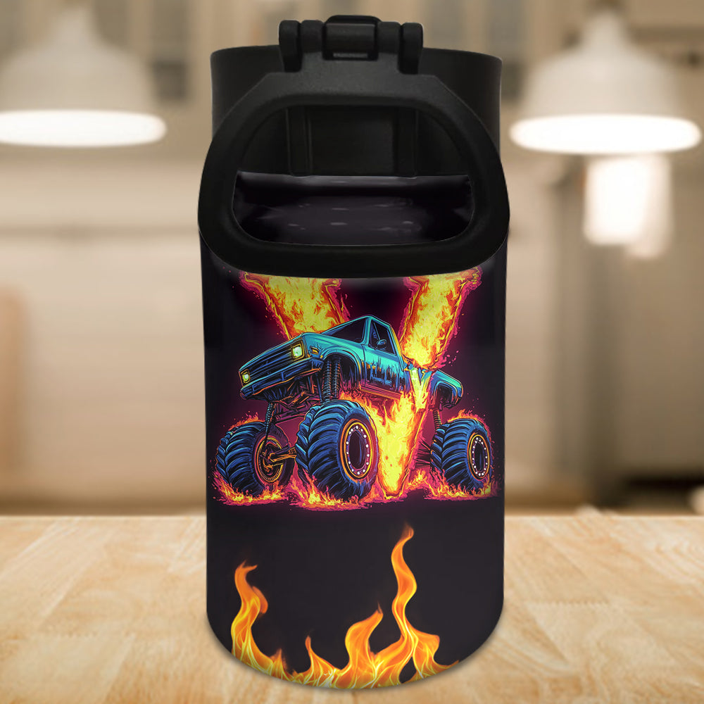 Coole Wasserflasche mit Monstertruck-Motiv für Jungen – Personalisierte Wasserflasche für Kinder